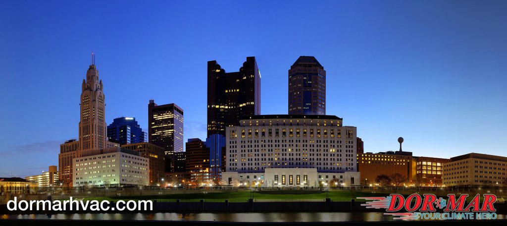 Columbus Ohio skyline at night | Dor-Mar Heating