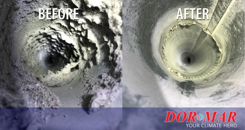 Before and after HVAC duct cleaning by Dor-Mar